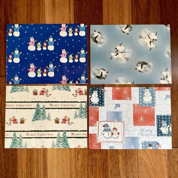 28 Sheets Christmas Birthday Wrapping Paper (30”x20”) + Stickers Snow Man Bird - Picture 6 of 9